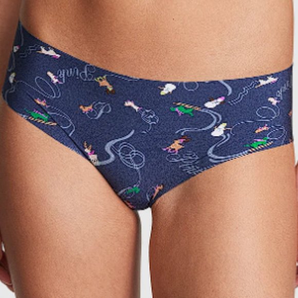 Christmas VS PINK NO-SHOW HIPSTER PANTY Dogs Sledding X-Mas Holiday Animal NWT - Picture 5 of 5